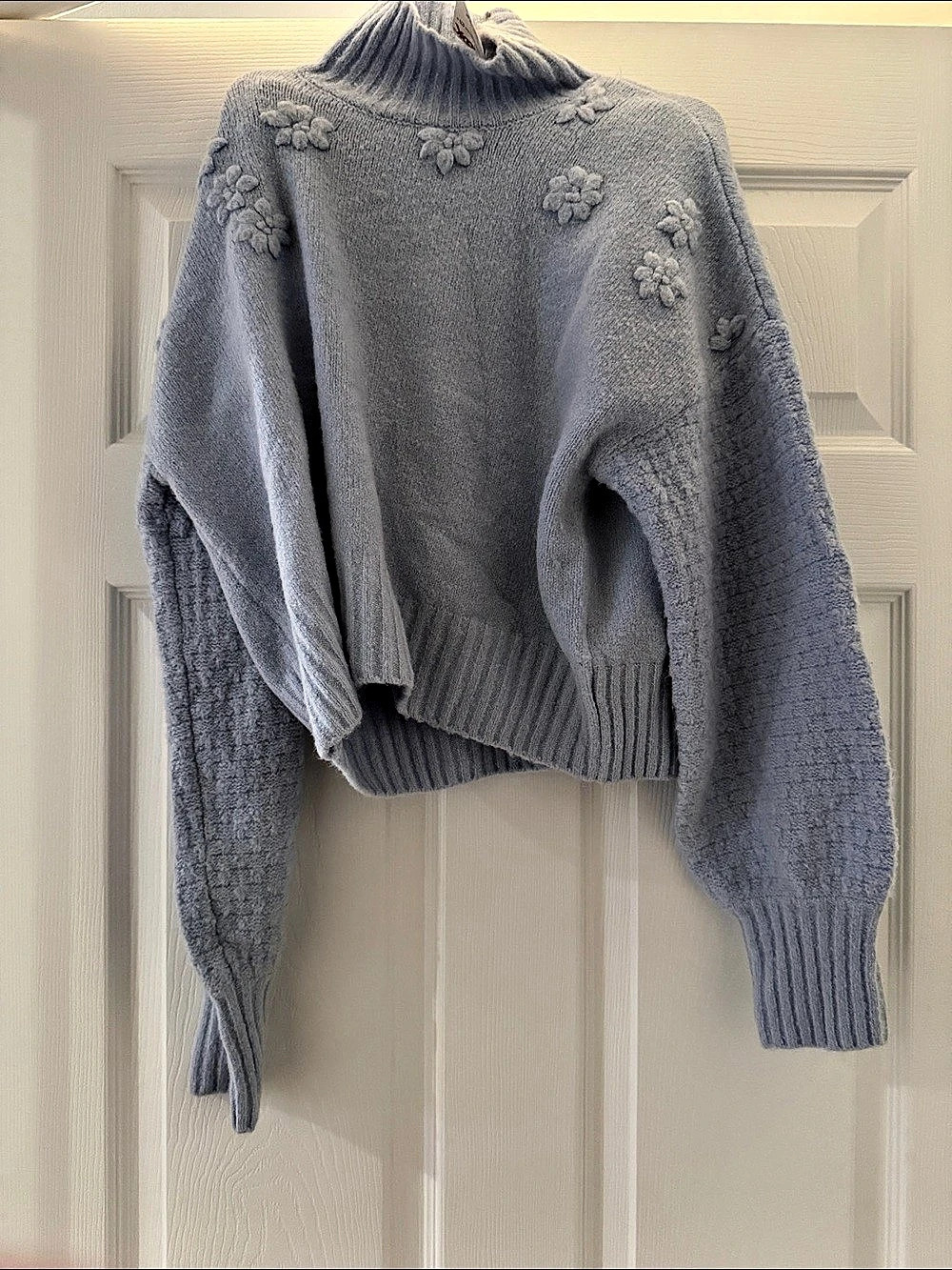 Jessica Simpson Floral Turtleneck Sweater in Blue Size Medium NWT